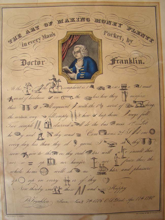 Ben Franklin: "The Art of Making Money Plenty in Every Man's Pocket" printed by Nathanial Currier circa 1880 — image 2